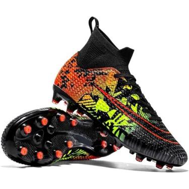 Imagem de Tênis de futebol masculinos de futebol com pontas longas, couro e borr