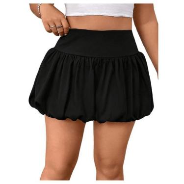 Imagem de Saia Milumia Bubble Mini, cintura alta, preta, feminina, 3GG
