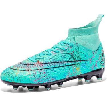 Imagem de Tênis de futebol masculinos de futebol com pontas longas, couro e borr