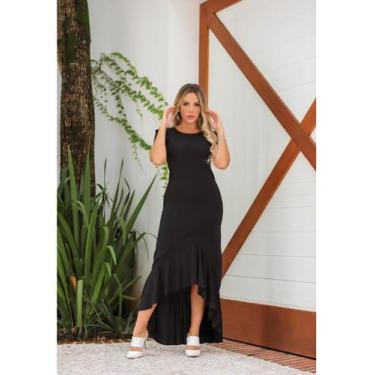 Imagem de Vestido Longo Babado Barra Mullet Can Can Com Manguinha - luh may, Pre