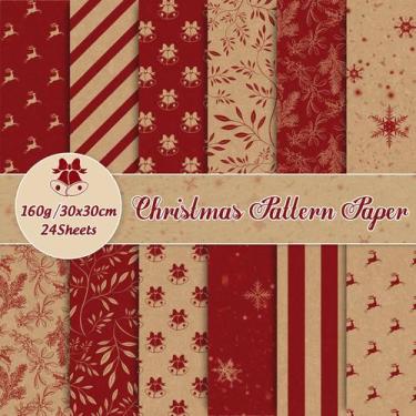 Imagem de Papel de álbum de recortes Whaline Christmas Pattern 24 folhas 30x30cm