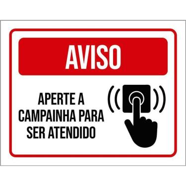 Imagem de Kit 3 Placas Aviso Aperta Campainha Ser Atendido