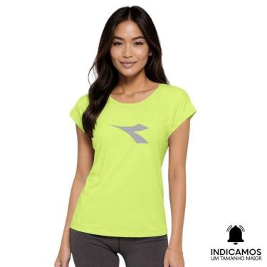Imagem de Camiseta Diadora Big Logo Feminina - Verde Lima XGG-Feminino
