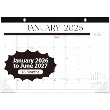 Imagem de Calendário de mesa 2026, calendário mensal grande de mesa (janeiro de 2026 - junho de 2027) 43 x 30 cm, agenda de parede de mesa para professores de família, material escolar, material de escritório