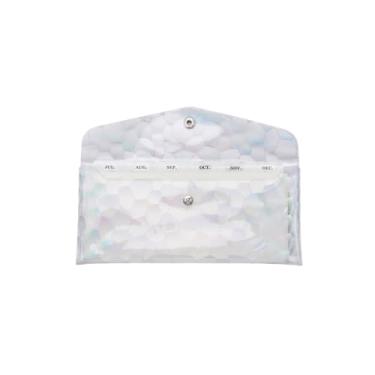 Imagem de Carteira de envelope de dinheiro com 6 abas divisórias envelopes de enchimento de dinheiro Glitter PVC reutilizável Budget Money Coupon Holder Bill Receipt Organizer (Laser)