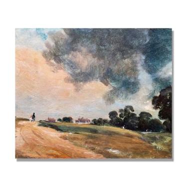 Imagem de NHLDZYH Arte de parede John Constable, (paisagem 13), pôster de pinturas famosas, decoração de parede com impressão de imagem retrô romantismo. Apenas tela 60 x 72 cm - 23,6 x 28,3 pol
