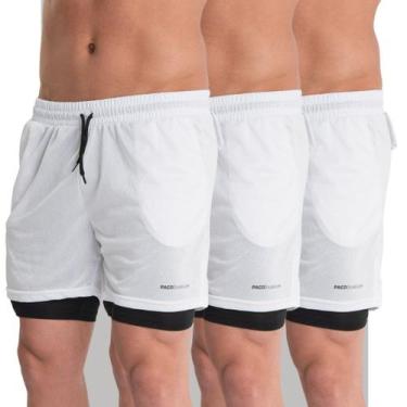 Imagem de KIT3 Shorts 2em1 Treino Bermuda MASCULINO Academia Corrida Com Bolsos 