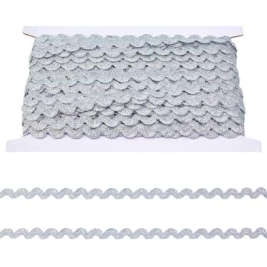 Imagem de letsinstyle Acabamento de franja ondulada prateada metálica de 30 metros, fita de tecido de embrulho Rick com glitter, enfeites de costura para artesanato faça você mesmo, vestido de casamento