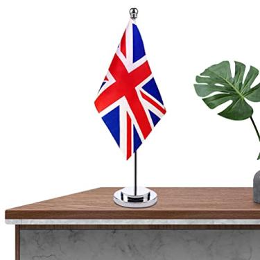 Imagem de Garosa Bandeira do Reino Unido, Mini Bandeiras de Mesa de Poliéster Com Suporte, Cores Brilhantes para Home Office e Eventos (1 conjunto = 1 bandeira facial + 1 moldura de)