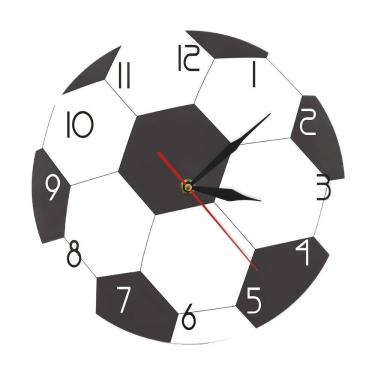 Imagem de Relógio de parede com design de bola de futebol sem tique-taque silencioso de 30 cm