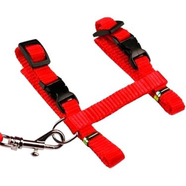 Imagem de Coleira Peitoral com Guia para Gatos, Poliéster e Aço, Vermelha, Ajustável 19-33cm Pescoço, 24-41cm Barriga, Guia 110cm