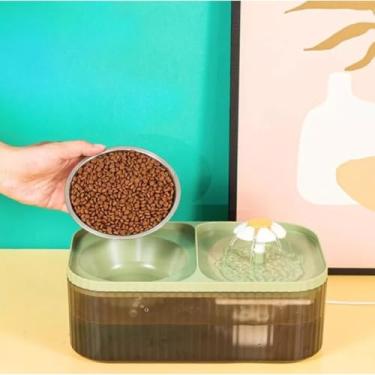 Imagem de Bebedouro para Gatos，Comedouro Elevado para CãEs，Capacidade de 3 Litros，Equipado Com um Sistema de Filtragem de CarvãO Ativado，ForneçA áGua Limpa ao Seu Animal de EstimaçãO(VERDE)