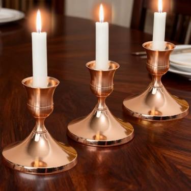 Imagem de 1 peça de castiçal de ferro decorativo vintage castiçal afunilado mesa de centro de mesa de jantar de Natal, 7 x 7 x 7,5 cm (ouro)