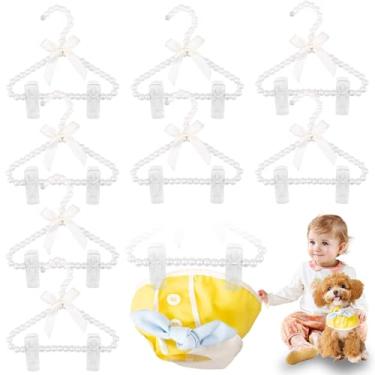 Imagem de ZJRDYYK Pacote com 8 cabides de plástico para roupas de bebê com clipes, cabides de pérolas para armário, presentes para recém-nascidos (branco)