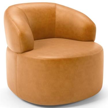 Imagem de Poltrona Giratória Orgânica Para Sala de Estar Living Helena L02 Couríssimo Whisky - Lyam Decor