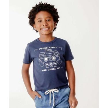 Imagem de Camiseta Infantil Manga Curta Game MR Tam 4 a 10-66158, Azul, 8