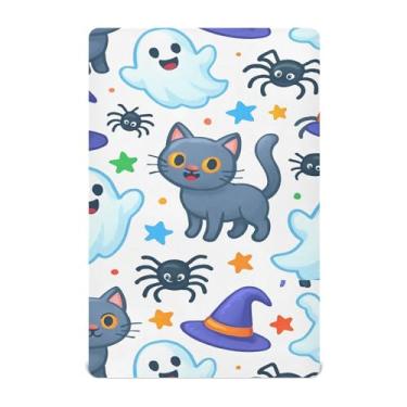 Imagem de Wassud Lençóis de berço respiráveis para gatos assustadores de Halloween, 68 x 99 cm, lençol de bebê neutro para meninos e meninas (serve para berço padrão e pacote e brincadeira)