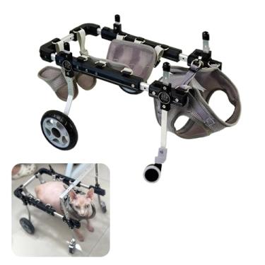 Imagem de PUJPOQRP Cadeira de rodas para animais de estimação, cadeira de rodas para cães, cadeira de rodas de gato, 4 rodas, reabilitação de pernas dianteiras, mobilidade canina, carrinho de cadeira de rodas