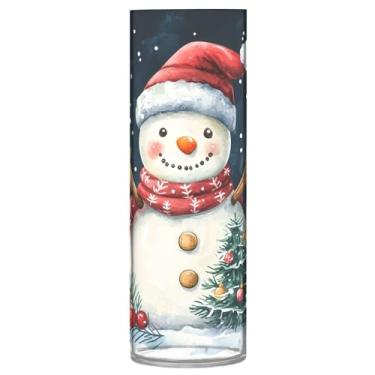 Imagem de CEBUGI Vaso de flores de boneco de neve de Natal, 10 x 30 cm, vaso cilíndrico para flores, vaso transparente inquebrável para decoração de casa de festa de casamento