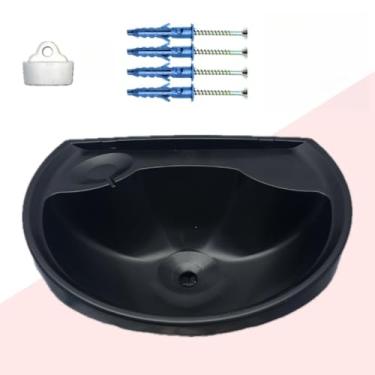 Imagem de Pia de Banheiro com Sifão e Ralo Lavatório Completo Antimanchas em Plástico Cuba para Banheiro com Kit de Instalação (4L PRETO SEM SIF)