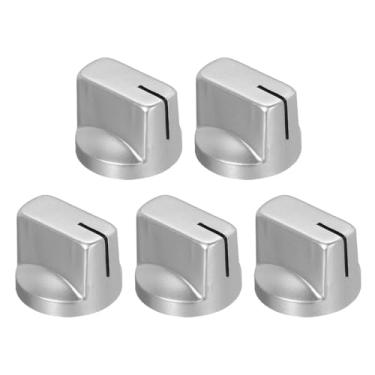 Imagem de 2 peças 6,4 mm furo de eixo guitarra efeito amplificador botões de controle de ponteiro com parafuso de fixação prata