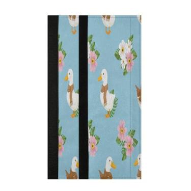 Imagem de Burbuja Conjunto de 2 capas de maçaneta de porta de geladeira para uso de cachecóis de patos laváveis, forno, micro-ondas, antiderrapante, 35,5 x 14 cm