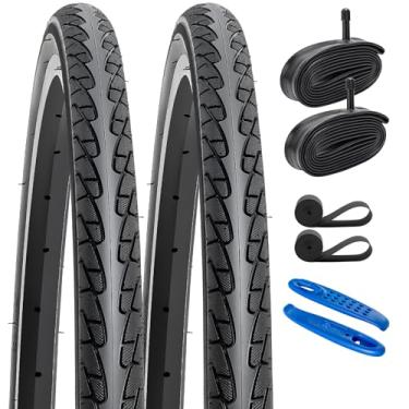 Imagem de YUNSCM 2 peças 26 x 1 3/8 (37-590) pneus de bicicleta e 26 x 1 3/8 (37-590) válvula Schrader compatível com 26 x 1 3/8 37-590 pneus e tubos de bicicleta (A-3022)