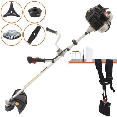 Imagem de Roçadeira Profissional Lateral Kawashima Kw43le À Gasolina 43cc 1,7hp + Faca 2 Pontas Duraline 330mm 2,7mm + Escova Rot