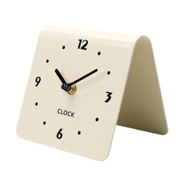 Imagem de Bothyi Relógio de mesa moderno e minimalista, perfeito para decorar salas de estar, entradas, quartos, bancadas e outros ambientes, Bege