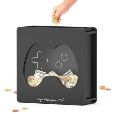 Imagem de Cofre de madeira para crianças e adultos, cofre de dinheiro, caixa de economia de dinheiro com adesivos DIY, alça personalizada, caixa de cartão de presente, para aniversário, chá de bebê, festa de