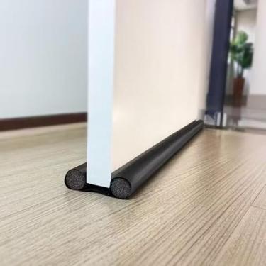 Imagem de Protetor Veda Porta Duplo Rolinho Impermeável Ajustável, Preto, 80cm