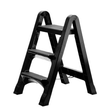 Imagem de Dobrável 3 Degraus Portátil Banqueta Escadinha Articulável Doméstica luxo reforçada - 100kg - Ideal para Trabalhos Demorados(ESCADA - PRETO)