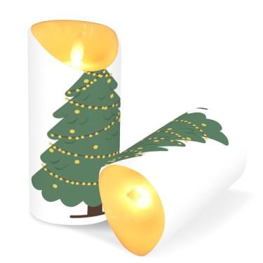 Imagem de ATTX Pacote com 2 velas sem chamas de estrela de árvore de Natal – Velas de pilar de LED de 7,6 cm x 9,9 cm com controle remoto e temporizador para casa, casamento, decoração de acampamento #254