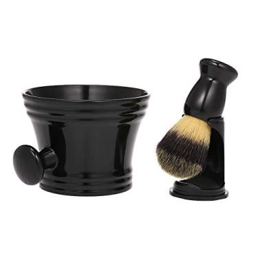 Imagem de Kit de Barbear a Seco para Homens com Escova Copo Sabonete e Suporte Cabelo Barba