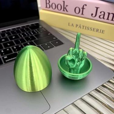 Imagem de Personalidade amigável dedo médio joias ovos - impressão 3D surpresa única brincadeira decorações de mesa ideias divertidas para presente de Páscoa