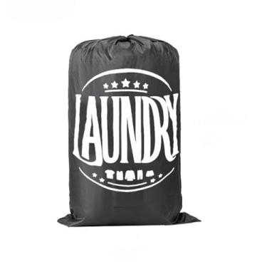 Imagem de Saco de lavanderia de viagem, lavável na máquina, organizador de roupas sujas com cordão, fácil de encaixar em um cesto ou cesto de roupa suja, cinza escuro