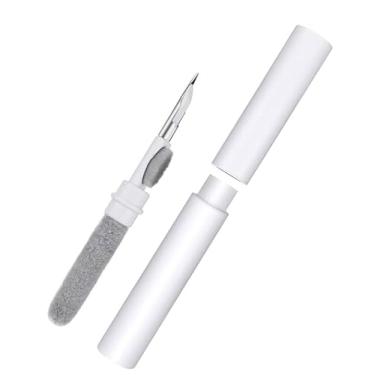Imagem de 1 peça branca, escova de limpeza de fone de ouvido, caneta de limpeza de fone de ouvido três em um, com design de esponja, usada para limpar poeira de vários tipos de fones de ouvido, compacta e