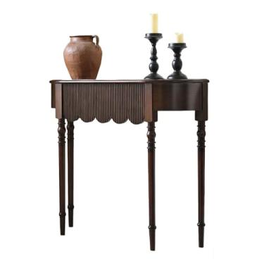 Imagem de Mesa de console para entrada, mesa de sofá estreita atrás do sofá com pernas de madeira maciça, mesa de entrada de madeira moderna de meados do século, para sala de estar, hall de entrada, corredor