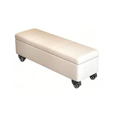 Imagem de Banqueta Retangular Ottomans Banco Acolchoado De Couro Para Mudança De Sapatos Assento Com Rodas Acolchoado Para Sala De Estar Quarto Corredor(White2,30x40x150cm)