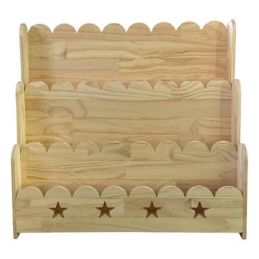 Imagem de EXPERLAM Estante recortada para crianças, prateleira de exibição de livros frontal de 3 camadas, estante Montessori de madeira maciça para quarto, berçário, sala de jogos e sala de aula