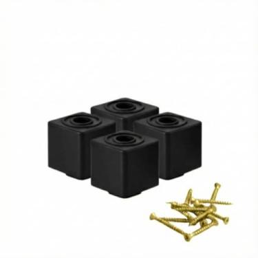 Imagem de Pés para Móveis Quadrado 5cm Plástico Durável Estabilidade Premium, Proteção Contra Umidade para Sofá, Rack, Armário Ideal para Quem Organiza Casa(20,Preto)