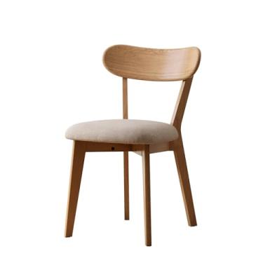 Imagem de Vadisun Cadeiras de jantar 100% carvalho maciço, cadeira de jantar moderna de meados do século com encosto curvo, cadeiras de jantar estofadas de tecido para cozinha, estudo, sala de estar (1