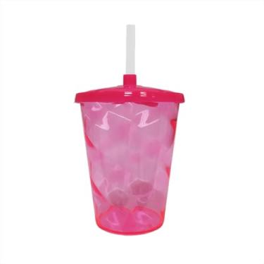 Imagem de Kit 10 Copo Acrílico Twister Colorido 300ml Tampa e Canudo Translucido (Pink)