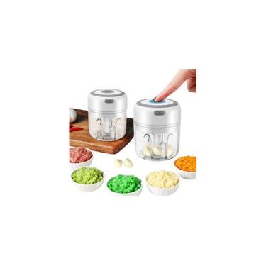 Imagem de Triturador Elétrico de Alho Alimento Carregamento USB Portátil Vegetais Frutas Cebola Gengibre com 3 Lâminas Afiadas 250ML Operação Um Clique