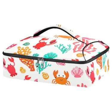 Imagem de CEBUGI Caçarola com isolamento coral de caranguejo para alimentos quentes ou frios, transportador de alimentos isolado para festas potluck/piquenique/churrascos, serve para 23 x 33 cm