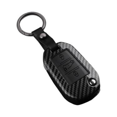 Imagem de Capa De Chave De Carro Estilo Fibra De Carbono ABS Para Peugeot Citroe