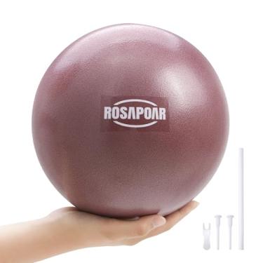 Imagem de ROSAPOAR Pequena bola de exercício, mini bola de pilates de 23 cm com bomba - bola de ioga para treinamento básico, fisioterapia, equilíbrio, estabilidade e alongamento - Modelo D