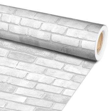 Imagem de Qyeahkj Quadro de avisos de tijolo branco rolo de papel quadro de avisos papel de fundo cor branca resistente ao desbotamento decoração de sala de aula pôster arte artesanato parede casa educação