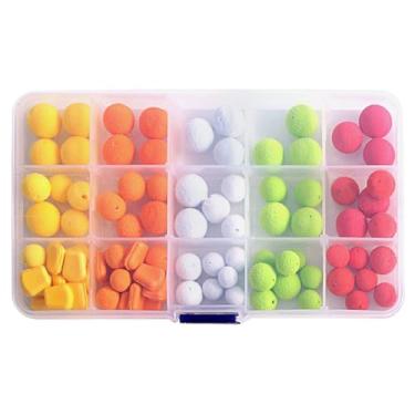Imagem de 95 peças de iscas pellets flutuantes para pesca carpas bolas contas artificiais feeder com caixa armazenamento