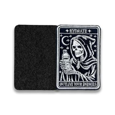 Imagem de Hydrate Outlive Your Enemies Patch Grim Reaper, Tactical Funny Militar, aplique de tecido bordado, aplique de 7,6 cm para bonés de caminhoneiro, mochilas, acessórios de Natal
